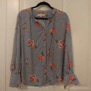 Loft Stripped and Floral Blouse